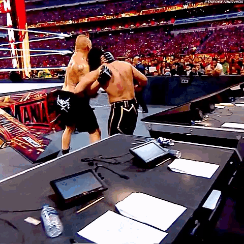 Brock Lesnar Throws GIF - Brock Lesnar Throws Seth Rollins GIFs