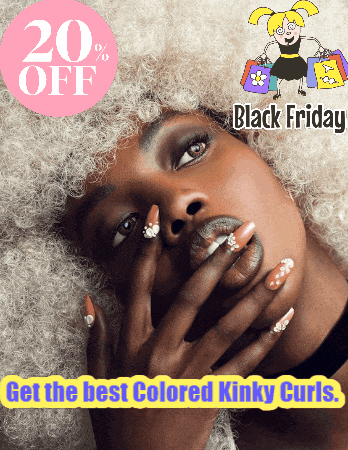 an advertisement for black friday with a woman in a white afro