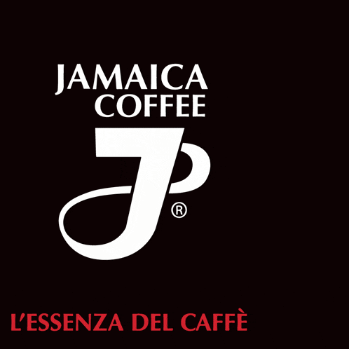 the logo for jamaica coffee has a red brush stroke