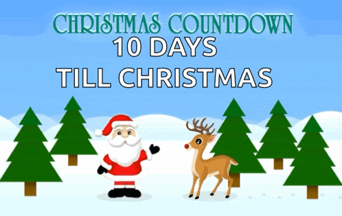a christmas countdown with santa and a reindeer
