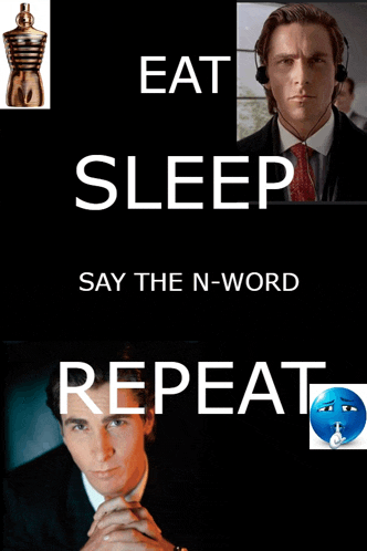 a poster that says eat sleep say the n word repeat