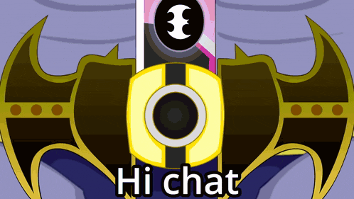 a sign that says hi chat with a picture of a speaker