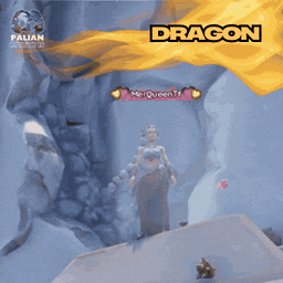 a screenshot of a video game with the word dragon on the top