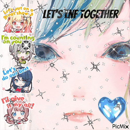 a picture of a girl with the words let 's inf together written on it