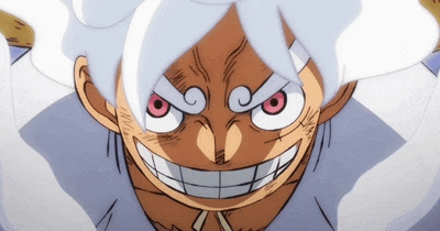 a close up of a cartoon character with red eyes and white hair