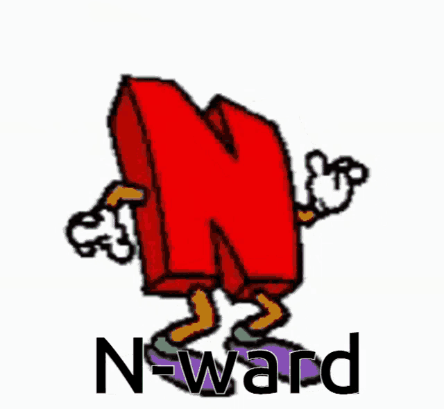a cartoon of a letter n with arms and legs