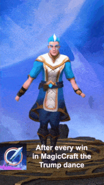 a man in a blue and white outfit is dancing in a video game