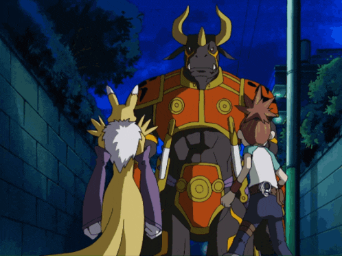 a group of cartoon characters standing next to each other including one with the number 7 on his chest
