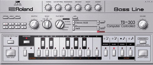 a td-303 computer controlled bass line is shown