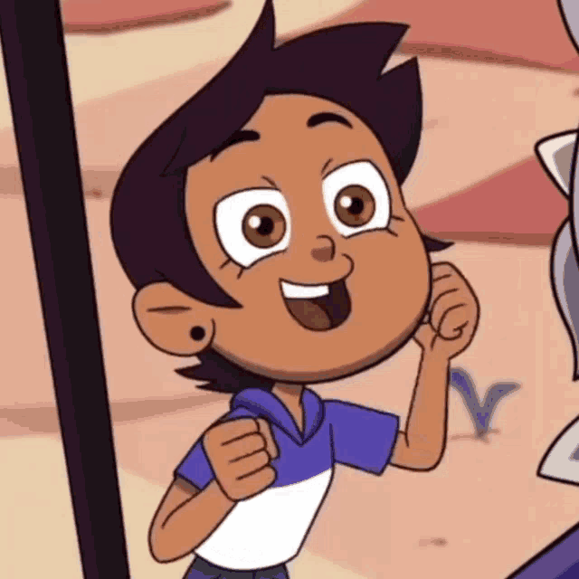a close up of a cartoon character with a big smile