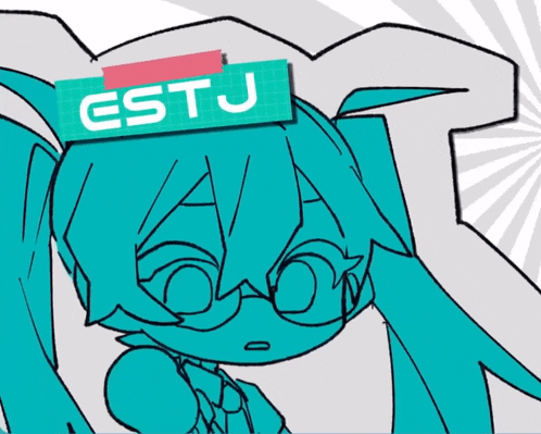 a drawing of a girl with a label on her head that says " estj "