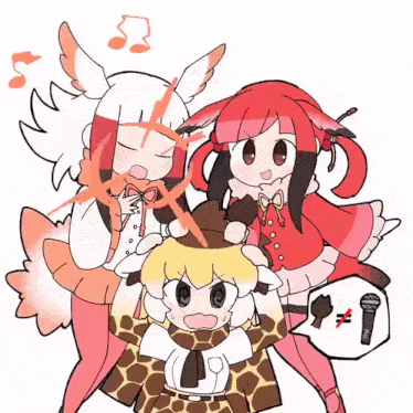 a cartoon drawing of a giraffe and a bird