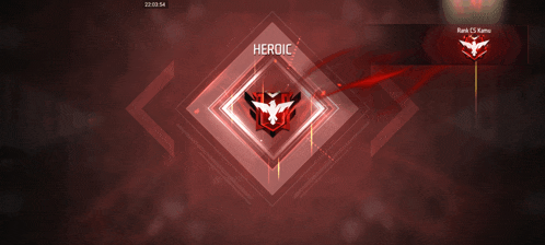 a red emblem with a bird and the word heroic on it