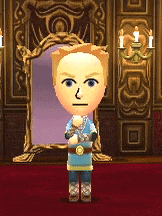 a cartoon character is standing in front of a large mirror