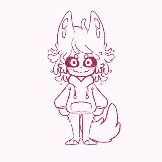 a drawing of a furry character wearing a hoodie and red glasses .