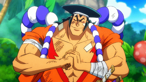 a cartoon character with a bandage on his arm and a sword around his waist