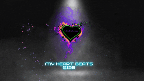 a purple and green heart with the words my heart beats at the bottom