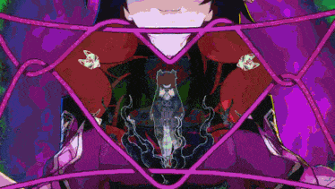 a colorful drawing of a girl with a choker and a diamond in her chest