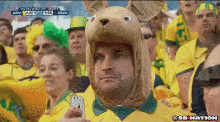 Australian Fans GIF - Australia Vs Netherlands Kangaroo Costume GIFs