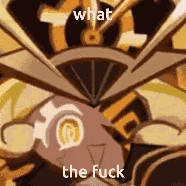 a picture of a cartoon character with the words what the fuck on it