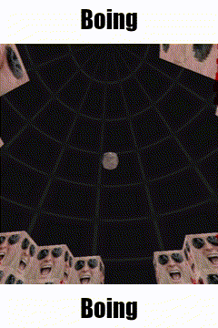 a picture of a spider web with the word boing on the bottom