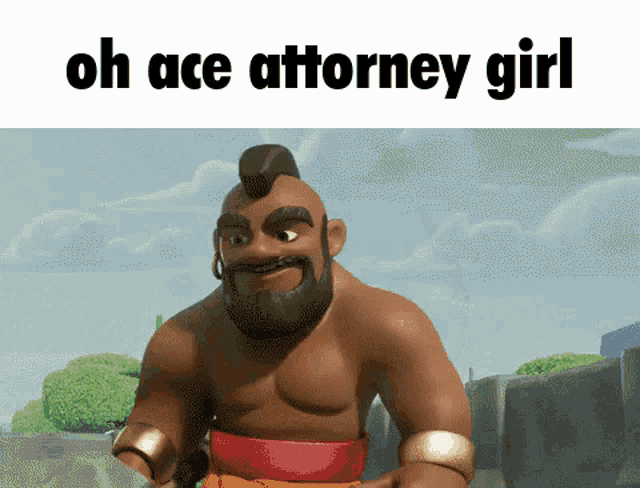 a cartoon character with a mohawk and the words oh ace attorney girl