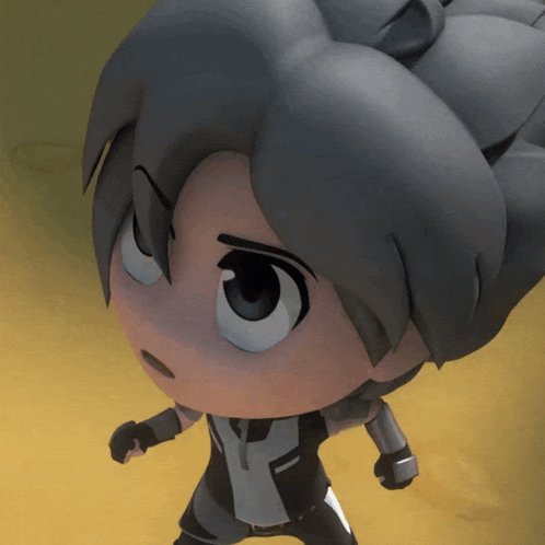 a close up of a cartoon character 's face with a gray hair