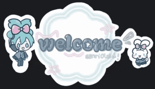 a sticker that says welcome sanrio dolly