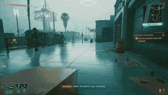 a screenshot of a video game that says homeless