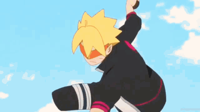 a cartoon character is dancing in a room in a yellow and red kimono .