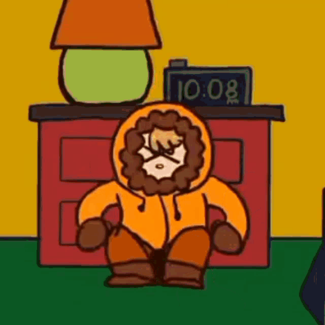 a cartoon character with a beard is standing in front of a stove that is on fire .