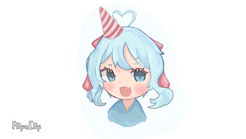 a drawing of a girl wearing a party hat with the words flipa clip below her