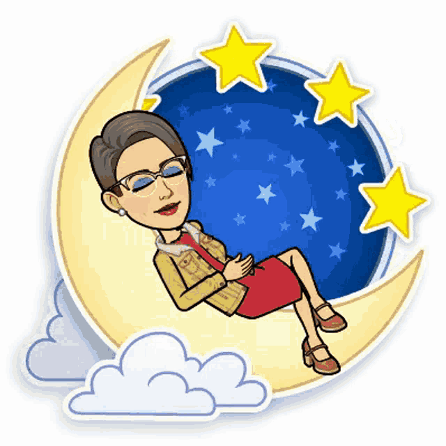 a cartoon woman is laying on a crescent moon