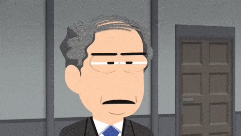a cartoon of a man in a suit and tie making a funny face