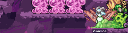 a purple background with a cartoon character and the name akaesha