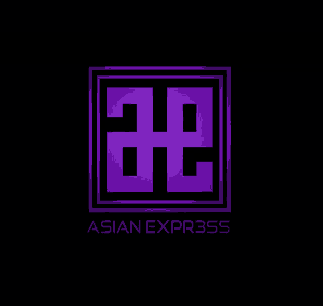 a purple logo for asian express with a black background