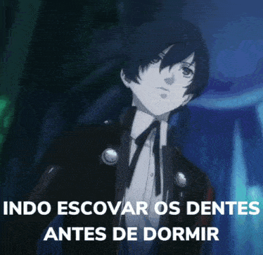 a picture of a person with the words indo escovar os dentes antes de dormir
