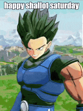 a picture of a cartoon character with the words happy shallot saturday