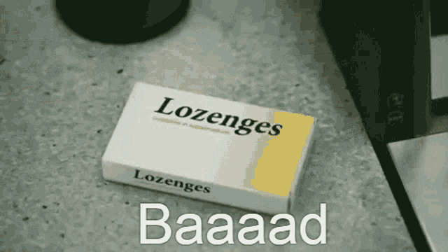 a box of lozenges that says baaaad on the side