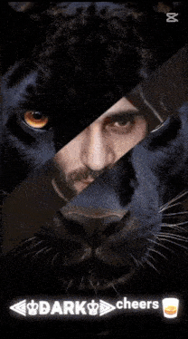 a man and a black panther with the words dark cheers below