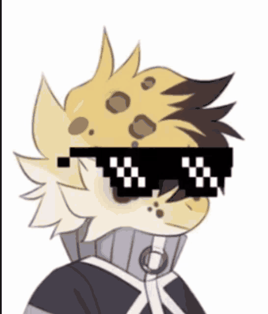 a drawing of a cheetah wearing sunglasses and a sweater