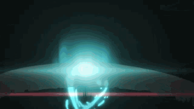a blue light is coming out of a dark room .