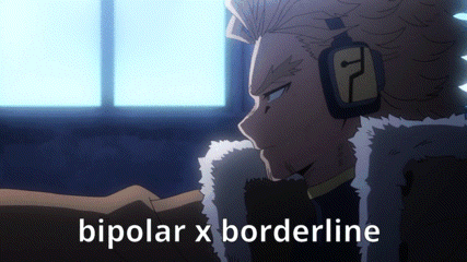a man wearing headphones with the words bipolar x borderline written below him