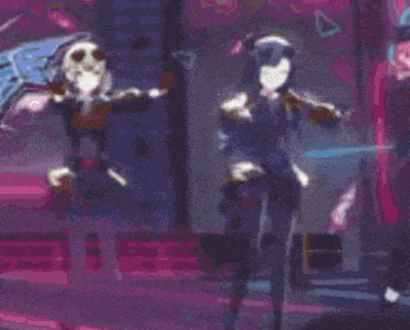 a blurry picture of a man and a dog dancing on a stage