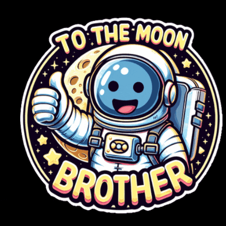 a sticker of an astronaut giving a thumbs up with the words to the moon brother