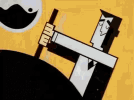 a cartoon drawing of a person holding a knife with the word faggot on it