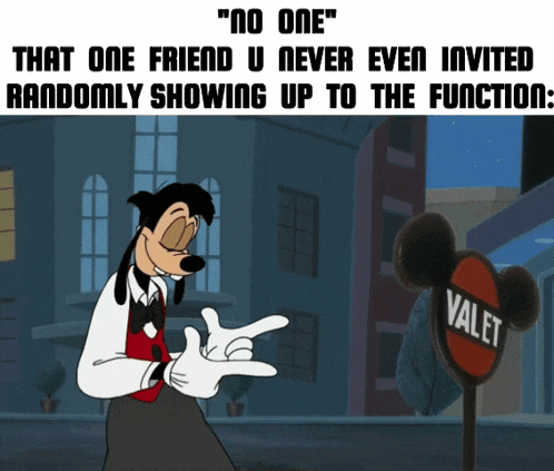 a cartoon character points to a valet sign