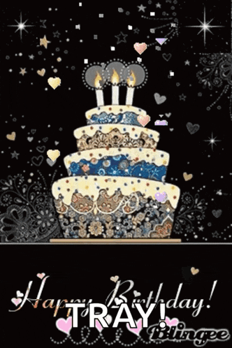 a birthday card with a cake and the words happy birthday bingee