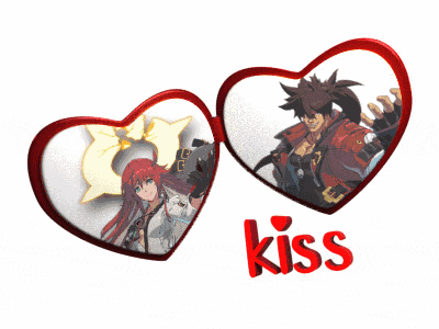 a couple of hearts with the word kiss on the bottom right