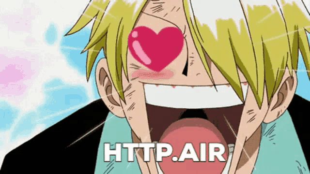 a cartoon character with a heart in his eyes and the words http.air
